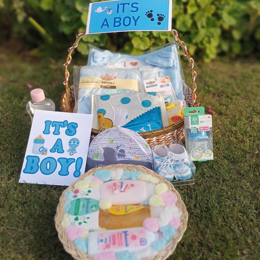 Soft and Sweet Baby Boy Basket - Detail
